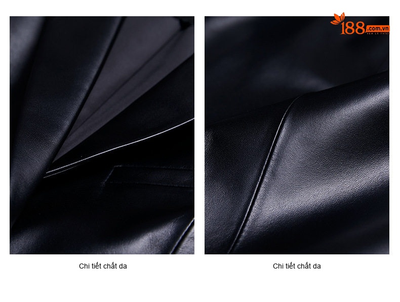 Áo Khoác Blazer Nữ Da Cừu Thật Dáng Motor Tiểu Tây Trang Màu Đen chi tiết 19