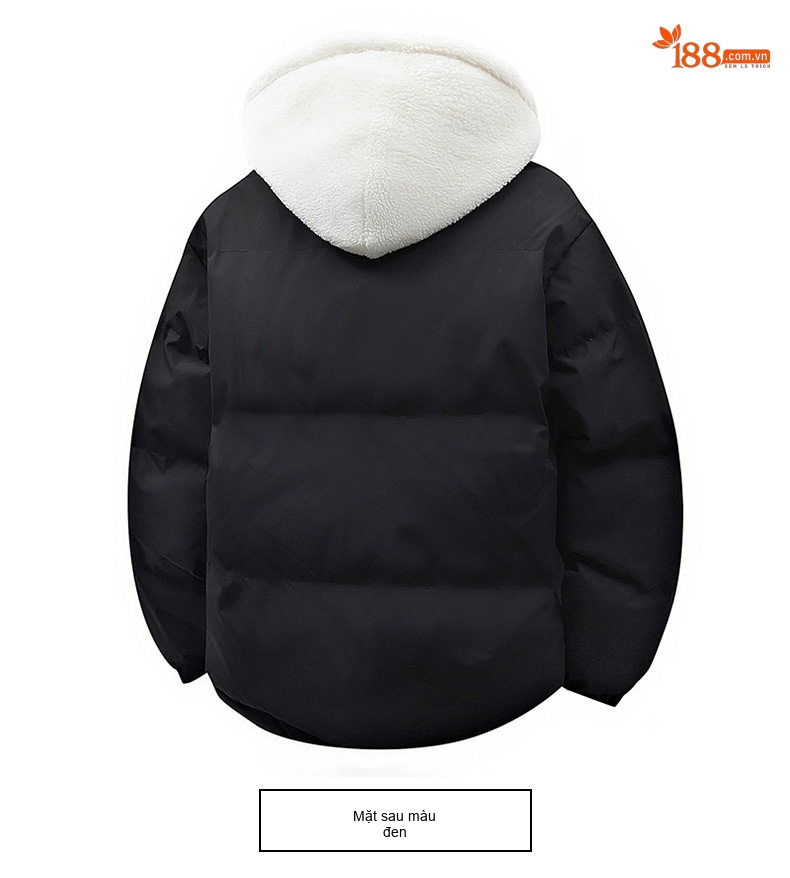Áo Khoác Cotton Nam Lông Cừu Non Hai Lớp Dày Dặn Có Mũ Trùm Đầu Màu Trắng, Xanh Dương, Xanh Lá, Hồng... chi tiết 20