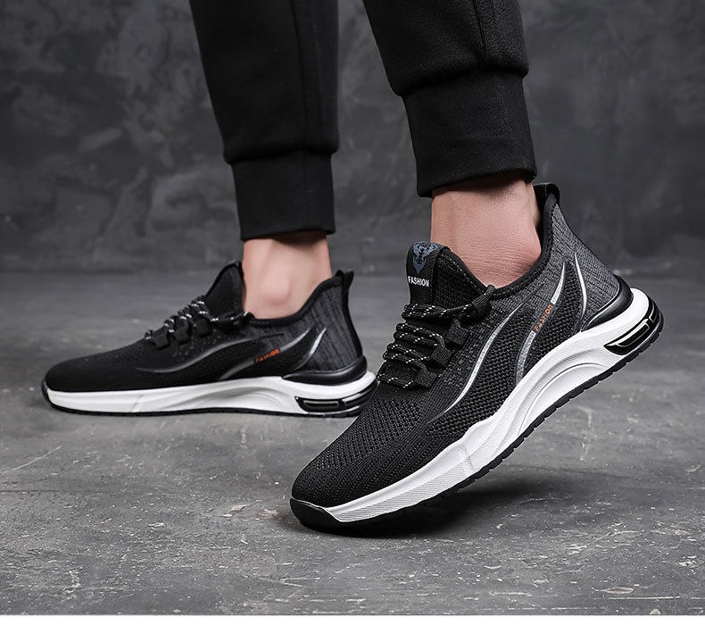 Giày Thể Thao Nam Vải Lưới Thoáng Khí Chống Trượt Chiều Cao Đế Khoảng 3.5cm Màu Đen chi tiết 4