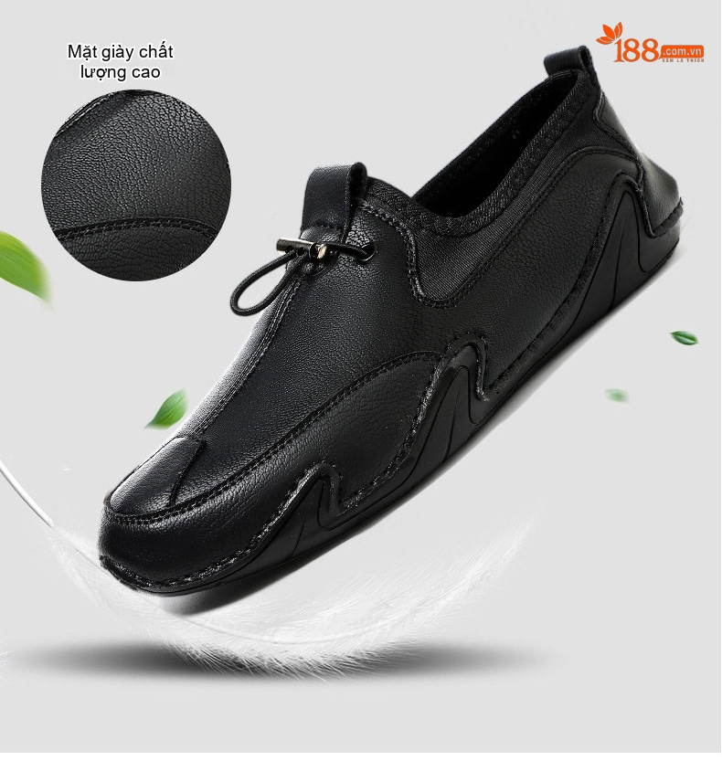 Giày Lười Nam Da Mờ Buộc Dây Chiều Cao Đế Khoảng 2cm Màu Nâu, Xanh, Đen chi tiết 6