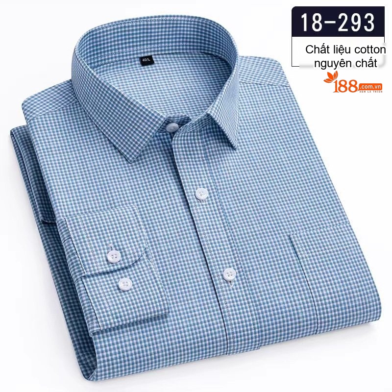 Áo Sơ Mi Dài Tay Nam Cotton Họa Tiết Kẻ Sọc Nhỏ Phong Cách Casual