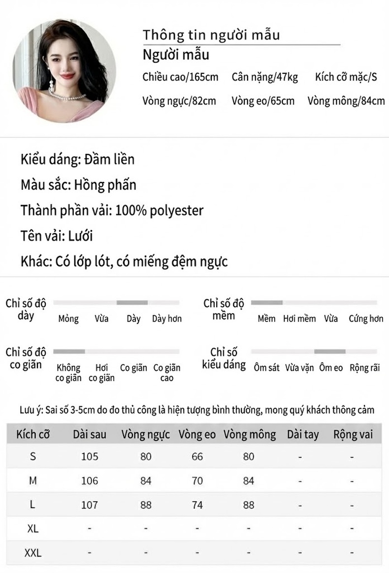 Đầm Ôm Body Nữ Tay Dài Cổ chữ Vuông Thiết Kế Nhún Che Bụng Vải Voan Màu Hồng chi tiết 2