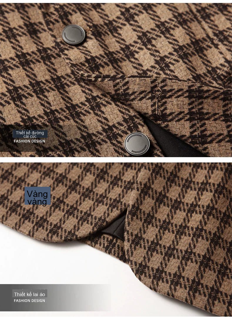Áo Vest Nam Casual Kẻ Caro Phong Cách Anh Quốc Chống Nhăn Màu Nâu, Be, Xám chi tiết 12