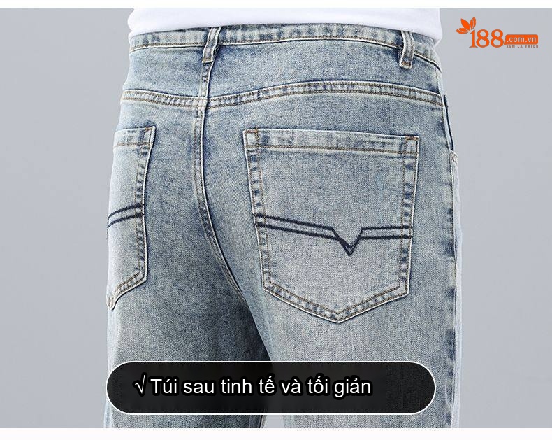 Quần Jean Nam Ống Suông Dáng Rộng Cotton Co Giãn Màu Xanh Nhạt, Xanh Đậm chi tiết 39