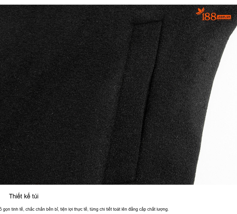 Áo Khoác Dạ Nam 100% Lông Cừu Hai Mặt Cổ chữ Vest Công Sở Thanh Lịch Màu Đen chi tiết 17