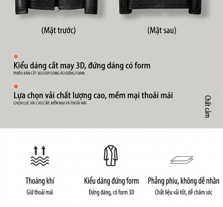 Áo Khoác Da Nam Da Cừu Thật Hàng Hiệu Haining Phong Cách Doanh Nhân Màu Đen chi tiết 2