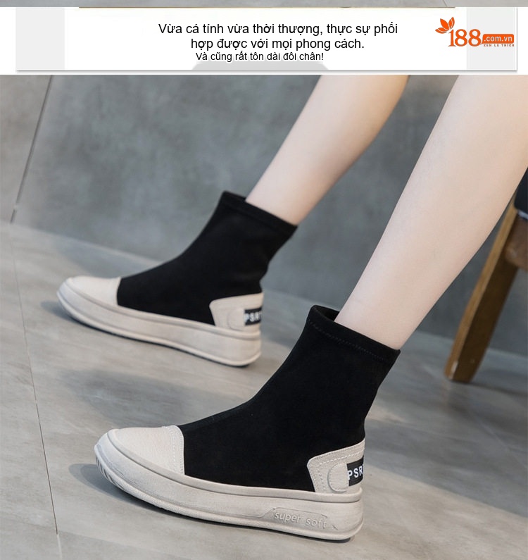 Boot Nữ Cổ Chun Da Mờ Đế Dày Chiều Cao Đế Khoảng 4cm Màu Đen, Xám chi tiết 2