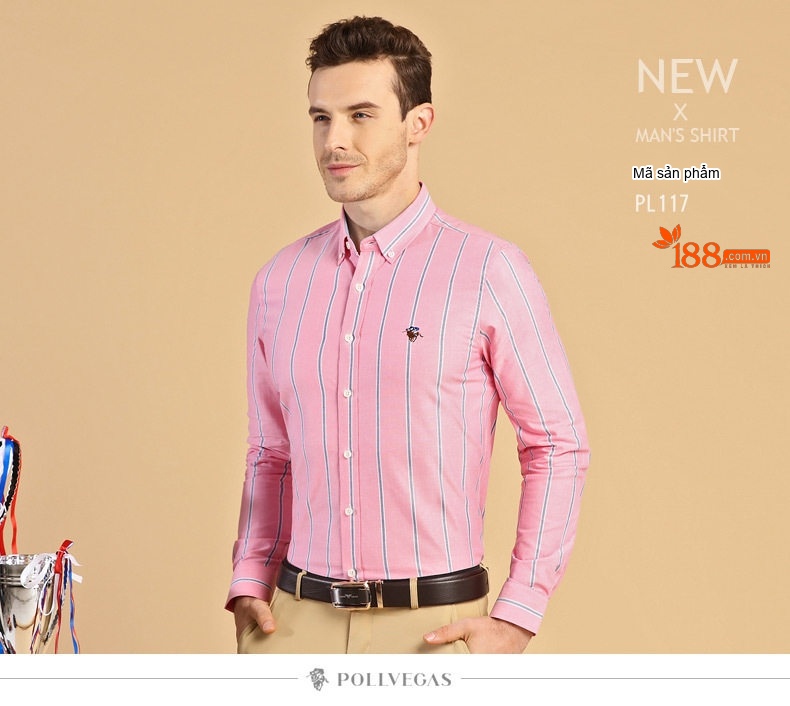 Áo Sơ Mi Nam Tay Dài Cotton Oxford Sọc Dáng Ôm Vừa Vặn Màu Xanh Dương, Trắng, Vàng, Hồng... chi tiết 18