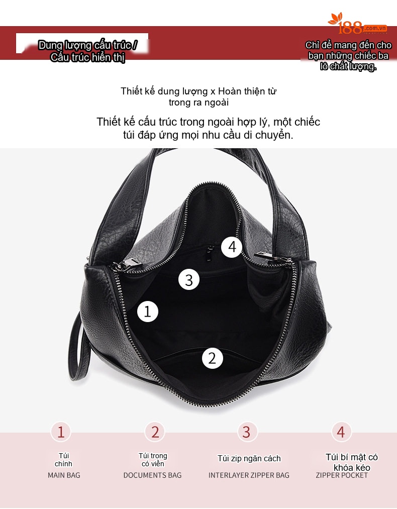 Túi Tote Da Mờ Đeo Vai Đựng Vừa A4 Phong Cách Casual Màu Đen, Nâu chi tiết 3