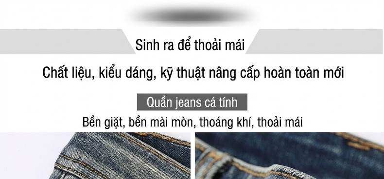 Quần Jean Nam Cotton In Họa Tiết Rách Gối Dáng Ôm Vừa Màu Xanh chi tiết 6