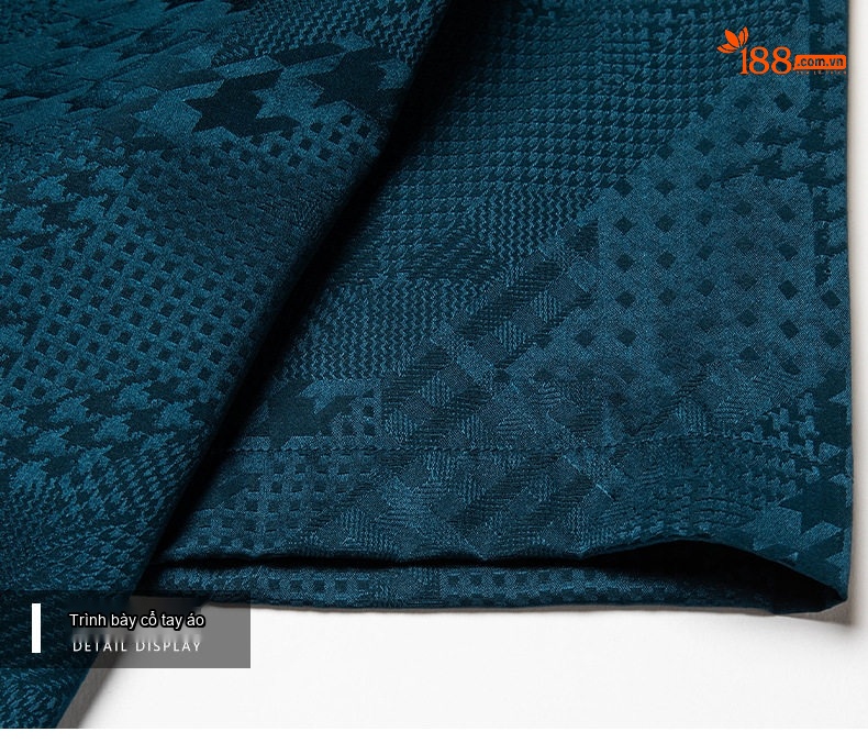 Áo Sơ Mi Nam Tay Ngắn Tơ Tằm Họa Tiết Jacquard Cao Cấp Màu Trắng, Đen, Xanh Ngọc chi tiết 23