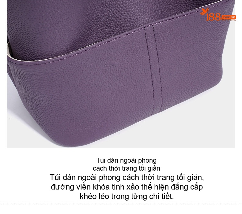 Túi Xách Tay Nữ Đựng Vừa A4 Thời Trang Công Sở, Túi Đeo Chéo Nữ Da Bóng Sức Chứa Lớn Màu Tím, Đen chi tiết 13