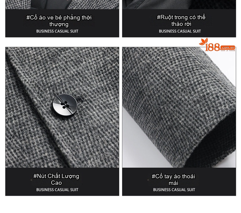 Áo Vest Nam Hai Mặt Lông Cừu Tây Trang Lót Lông Vũ Tháo Rời Phong Cách Thanh Niên Màu Xám, Đen chi tiết 5