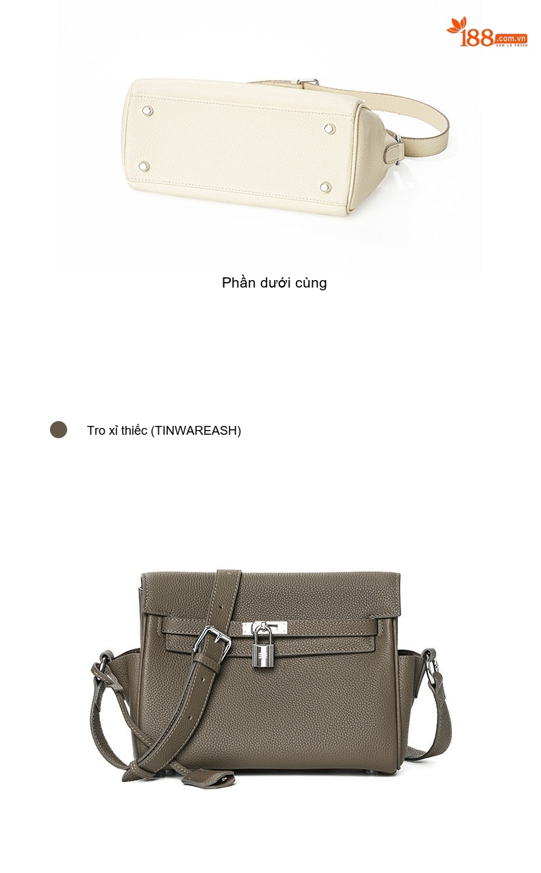 Túi Đeo Vai Nữ Da Bò Togo Kelly Postman Túi Xách Tay Đeo Chéo Phong Cách Công Sở Cao Cấp Màu Đen, Trắng Ngà, Xám... chi tiết 31