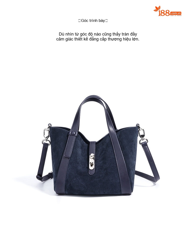 Túi Xách Tay Nữ Lớn Thiết Kế Độc Đáo Phong Cách Retro Màu Xanh Navy, Nâu, Tím chi tiết 16