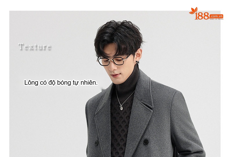 Áo Khoác Dạ Nam Lông Cừu Dáng Dài Ba Hàng Khuy Form Rộng Màu Đen, Xám, Nâu chi tiết 4