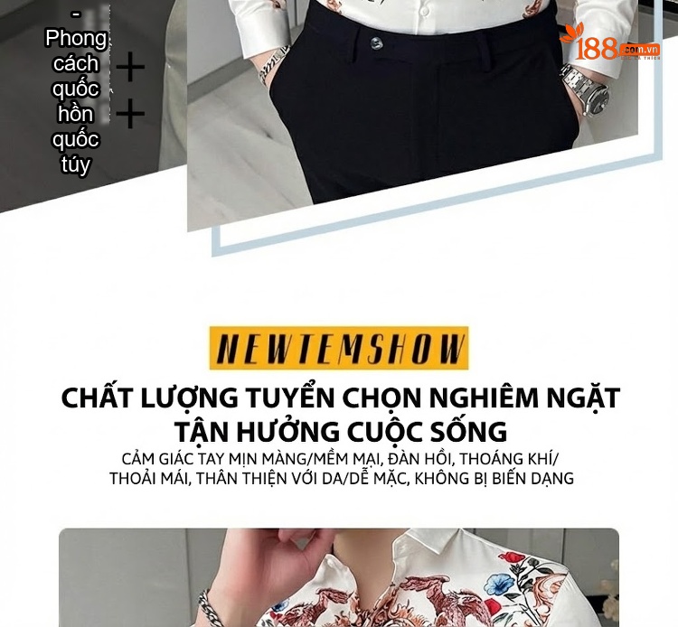 Áo Sơ Mi Nam Tay Dài In Họa Tiết Cá Tính chi tiết 2