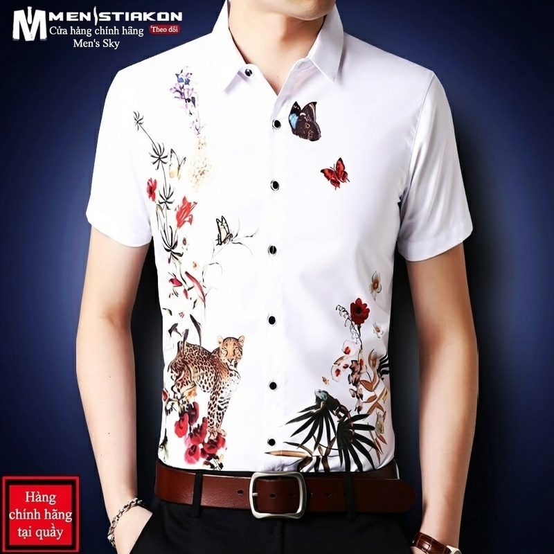 Áo Sơ Mi Nam Tay Ngắn Họa Tiết Phong Cách Trung Hoa