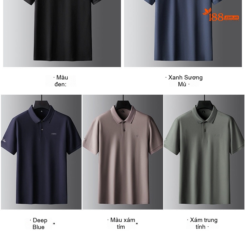 Áo Polo Nam Cotton Tay Ngắn Cổ Bẻ Form Rộng Màu Đen, Xám, Nâu, Xanh Navy chi tiết 12
