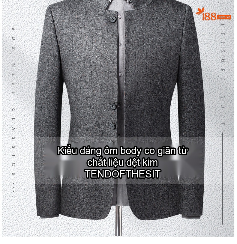 Áo Vest Nam Cổ Tàu Dáng Ôm Vừa Vặn Phong Cách Hàn Quốc Màu Xám chi tiết 2