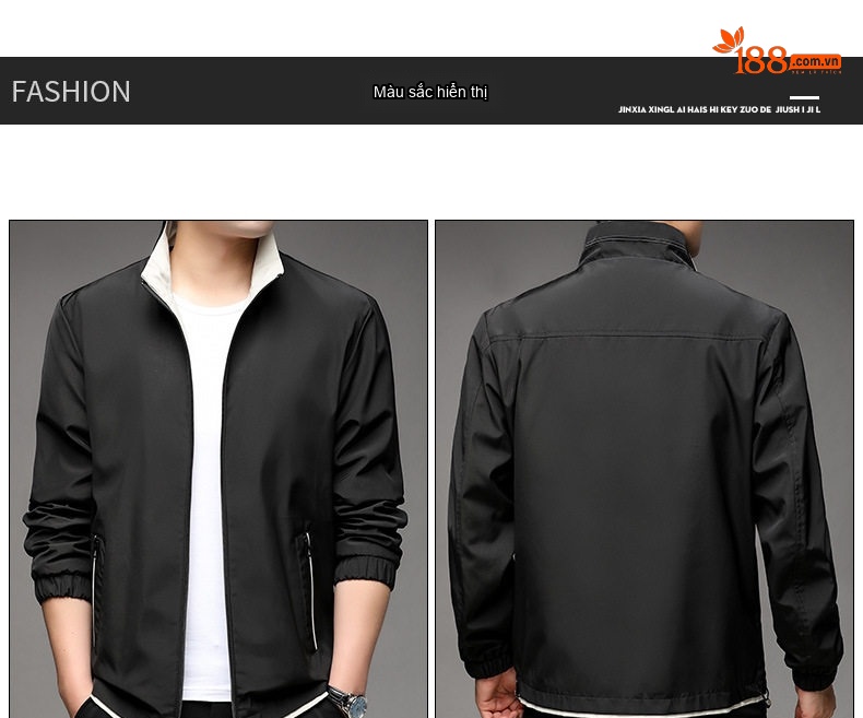 Áo Khoác Bomber Nam Cổ Trụ Dáng Rộng Phong Cách Hàn Quốc Màu Xám, Xanh Nhạt, Đen chi tiết 8