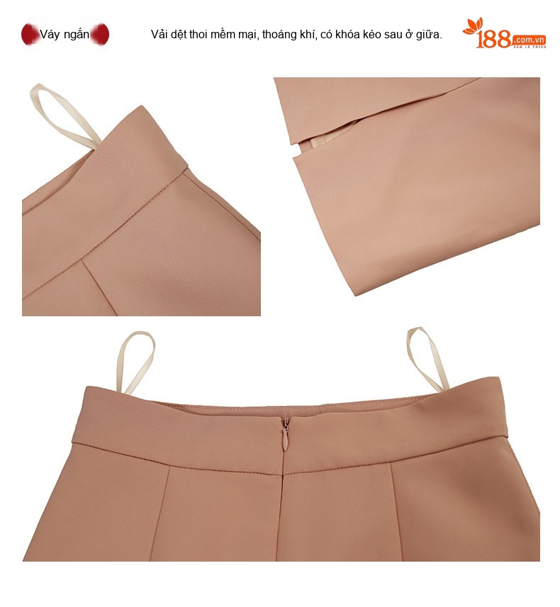 Set Áo Vest Công Sở Nữ Tay Lỡ và Chân Váy Bút Chì Dáng Dài Màu Hồng chi tiết 6