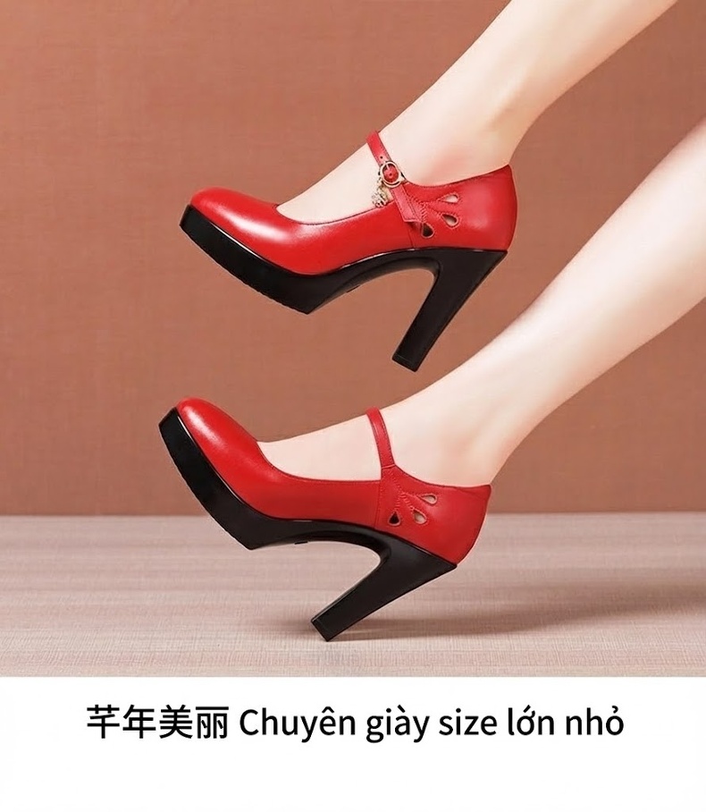 Giày Cao Gót Nữ Da Thật Mũi Nhọn Chiều Cao Đế Khoảng 7cm Màu Trắng, Đen, Đỏ chi tiết 14