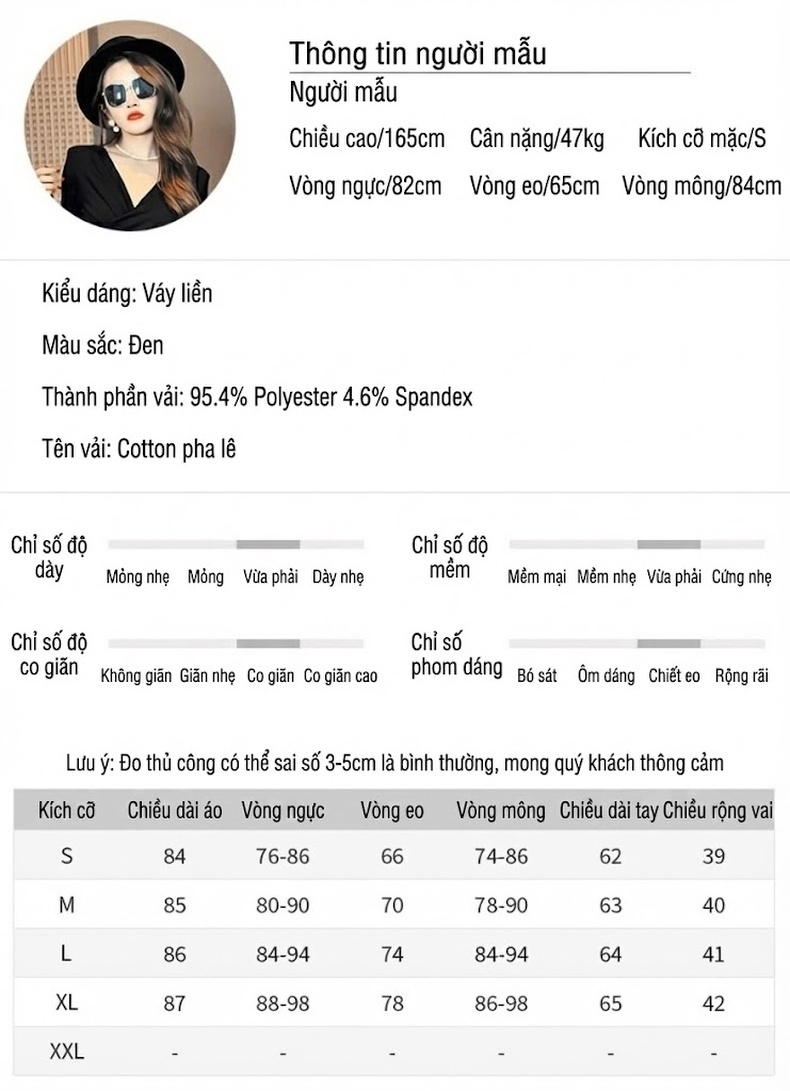 Đầm Ôm Body Dài Tay Cổ chữ V Xếp Ly Phong Cách Gợi Cảm Màu Đen chi tiết 3