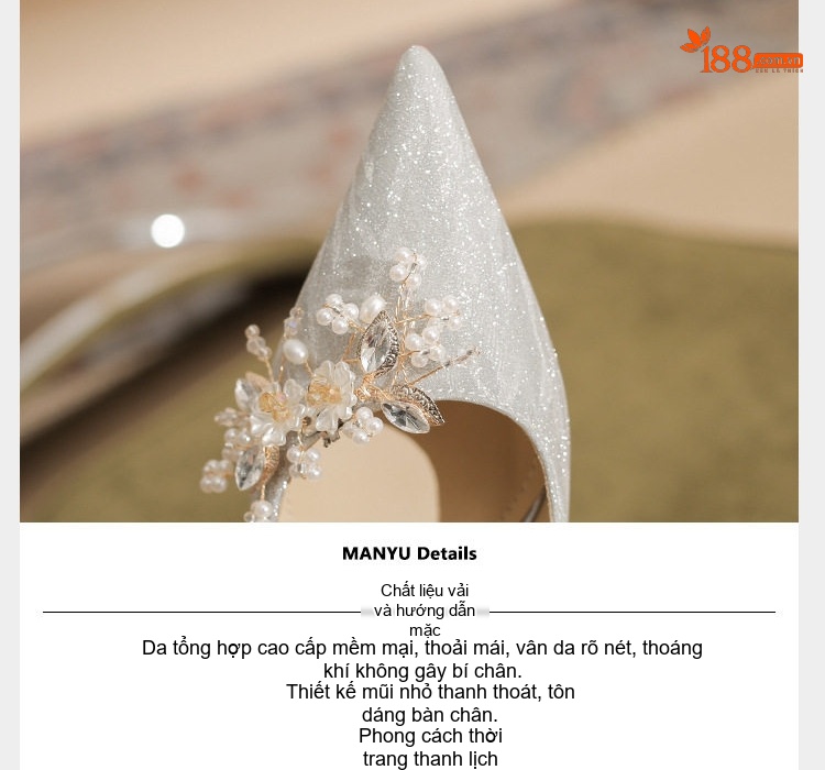 Giày Cao Gót Nữ Gót Nhọn Bít Mũi Da Bóng Chiều Cao Đế 8cm Màu Trắng chi tiết 5