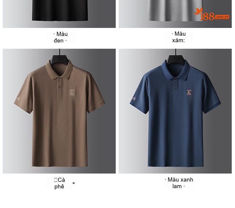 Áo Thun Polo Nam Cotton Tay Ngắn Form Rộng Cổ Bẻ Màu Xám, Nâu, Đen, Xanh Navy... chi tiết 13
