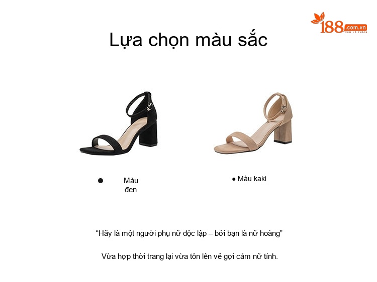 Giày Sandal Cao Gót Nữ Hở Ngón Quai Ngang Nỉ Gót Cao 7cm Màu Be, Đen chi tiết 3