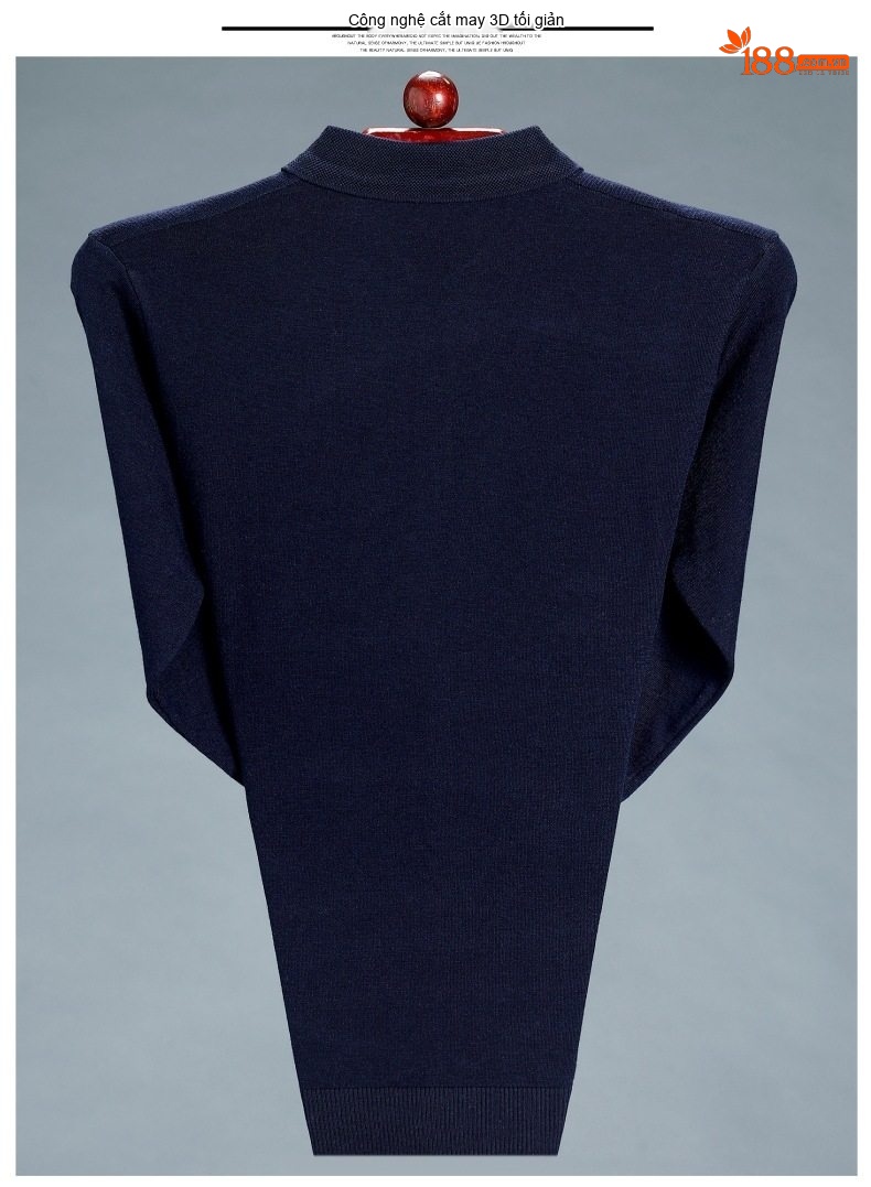 Áo Thun Polo Nam Dài Tay Dệt Kim Cashmere Phong Cách Doanh Nhân Màu Đỏ Rượu, Xám, Xanh Dương, Xanh Lá... chi tiết 18
