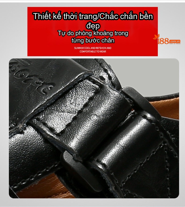 Sandal Nam Da Thật Thủ Công Chiều Cao Đế Khoảng 3cm Màu Nâu, Đen, Xanh Navy... chi tiết 12