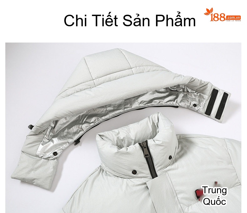 Áo Khoác Phao Nam Dày Dặn 90% Lông Vịt Trắng Mũ Trùm Đầu Giữ Ấm chi tiết 25