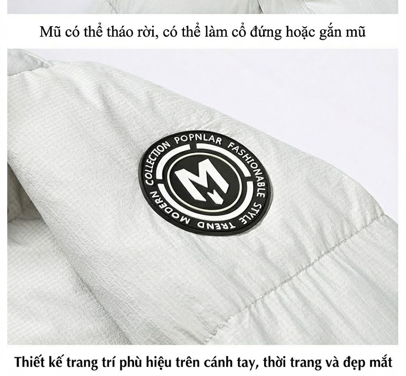 Áo Khoác Phao Nam Dày Dặn 90% Lông Vịt Trắng Mũ Trùm Đầu Giữ Ấm chi tiết 26