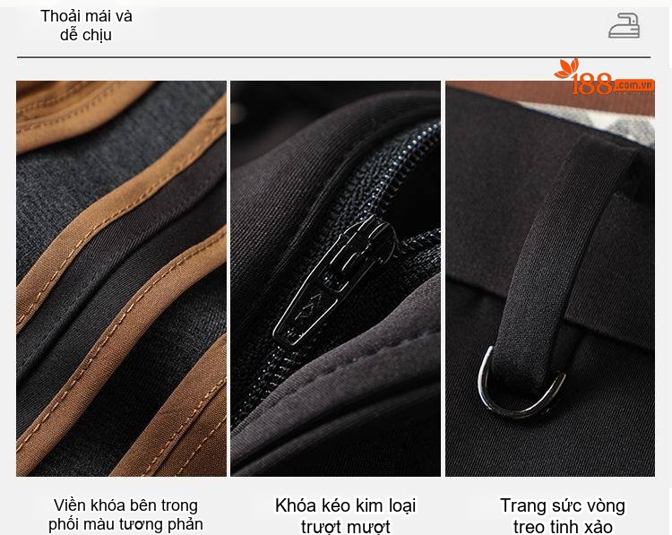 Quần Tây Nam Lông Cừu Dáng Suông Rộng Thoải Mái Chống Nhăn Màu Đen, Xanh Navy, Xám chi tiết 7