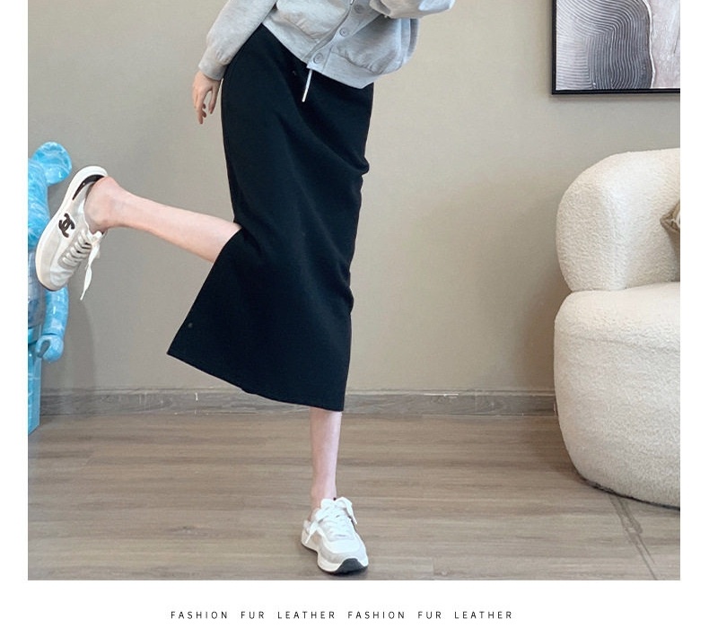 Set Bộ Nữ Áo Hoodie Giả Hai Lớp và Chân Váy Dáng Ôm Năng Động Màu Hồng, Xám, Đen chi tiết 11