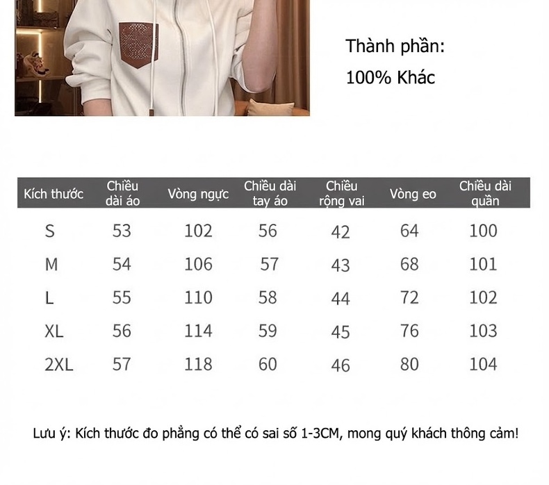 Bộ Đồ Thể Thao Nữ Áo Hoodie Có Mũ Trùm Đầu Lót Lông Gọn Dáng chi tiết 1