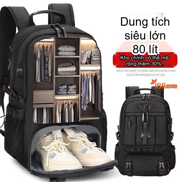 Balo du lịch leo núi nam chống thấm đa năng dung tích lớn 80L