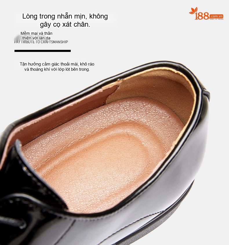 Giày Tây Buộc Dây Nam Da Bóng Chiều Cao Đế Khoảng 3cm Màu Đen, Nâu chi tiết 7