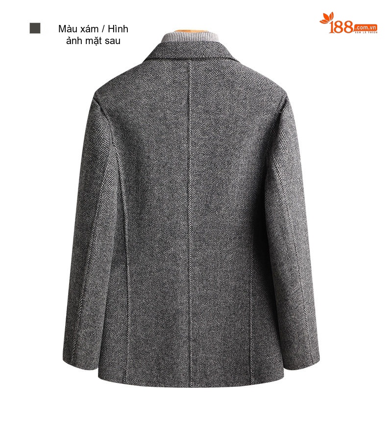Áo Vest Nam Hai Mặt Thu Đông Thủ Công Lông Cừu Họa Tiết Xương Cá Size Lớn Màu Xám, Nâu chi tiết 34