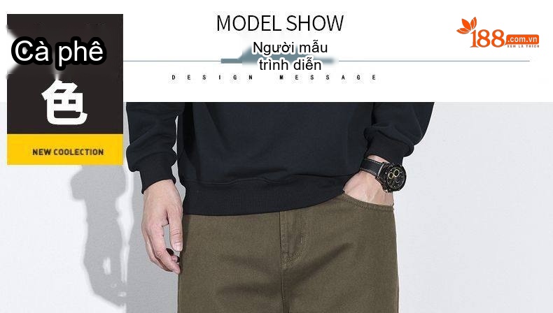 Quần Dài Nam Cotton Ống Rộng Thoải Mái Màu Xám, Nâu, Xanh Rêu chi tiết 45