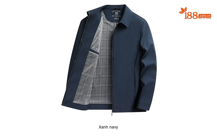 Áo Khoác Bomber Nam Cổ Bẻ Mỏng Phong Cách Công Sở Màu Xanh Navy, Xám, Đỏ chi tiết 12