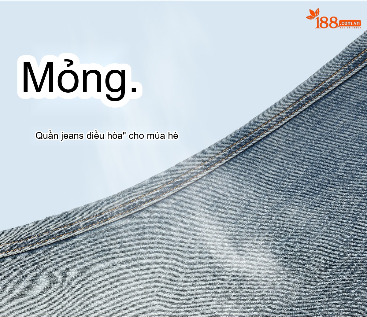 Quần Jean Ống Rộng Nam Lyocell Tencel Mỏng Mát Dáng Suông Thể Thao Màu Xanh chi tiết 7