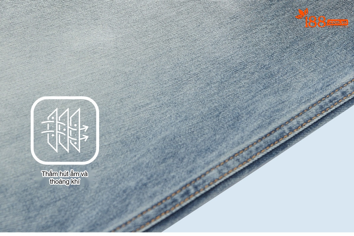 Quần Jean Ống Rộng Nam Lyocell Tencel Mỏng Mát Dáng Suông Thể Thao Màu Xanh chi tiết 8