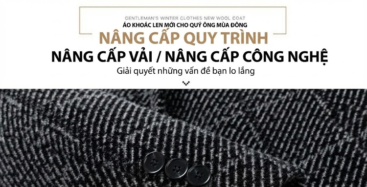 Áo Khoác Dạ Nam Sọc Caro Dáng Dài Trung Niên Thu Đông Phong Cách Doanh Nhân chi tiết 4
