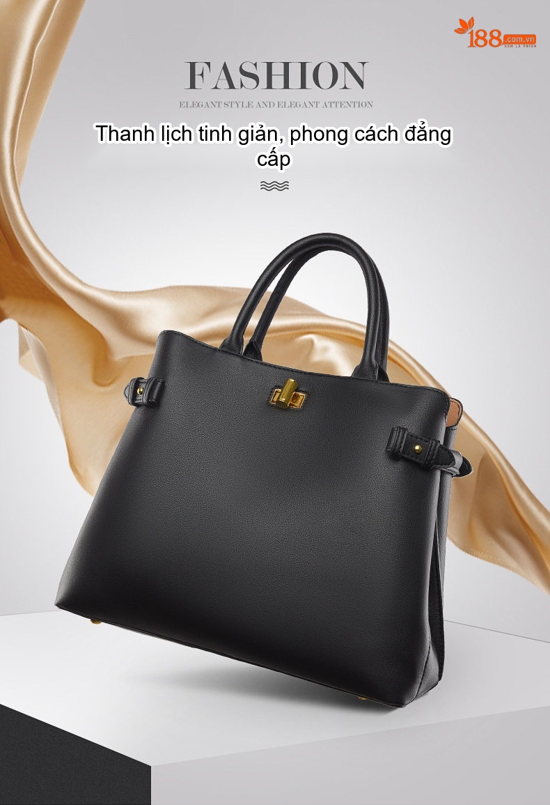 Túi Tote Nữ Da Mềm Cao Cấp Đa Ngăn Phong Cách Thời Trang Công Sở Màu Đen, Đỏ Rượu, Kem chi tiết 1