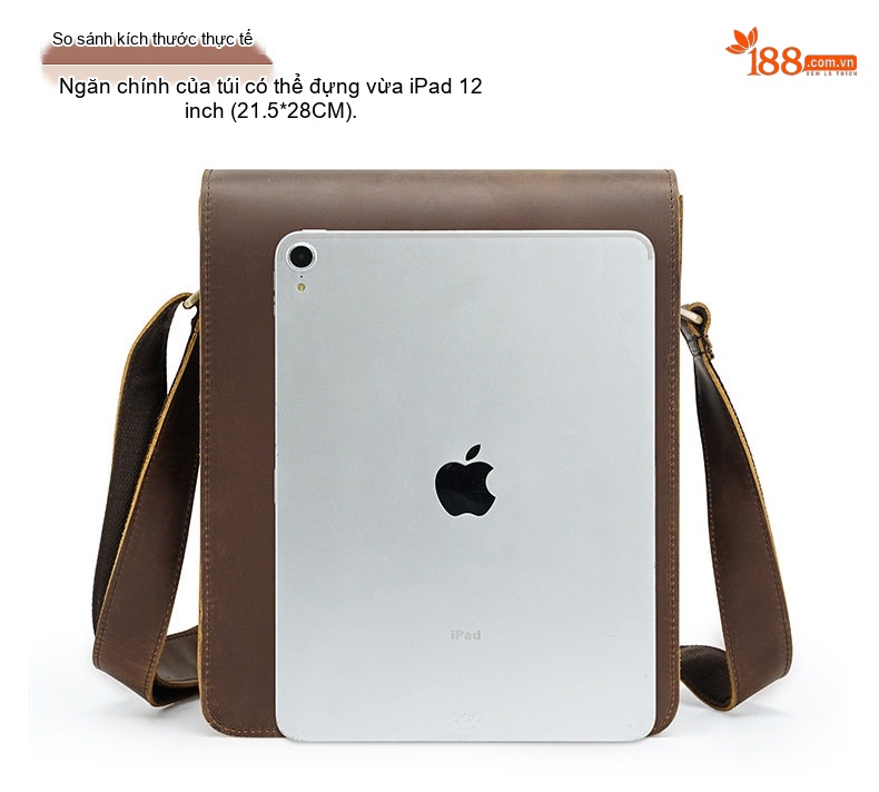 Túi Đeo Chéo Nam Da Bò Sáp Đựng Vừa Laptop, Ipad Phong Cách Retro Âu Mỹ chi tiết 11
