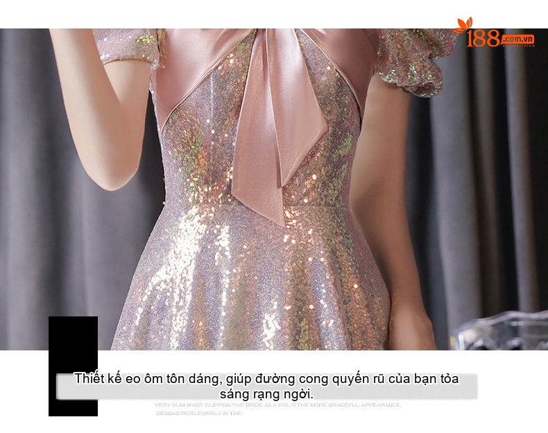 Váy Dạ Hội Nữ Kiểu Pháp Dáng Dài Sang Trọng Dự Tiệc Sinh Nhật Màu Hồng chi tiết 25