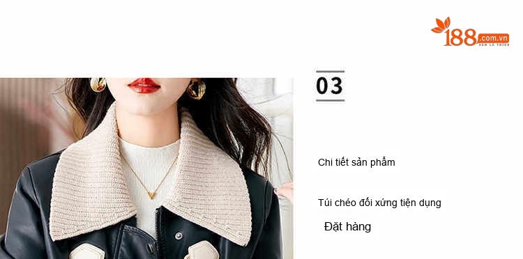 Áo Khoác Da Cừu Nữ Cổ Lông Dệt Kim Kiểu Hàn Quốc Màu Đen, Kem chi tiết 10